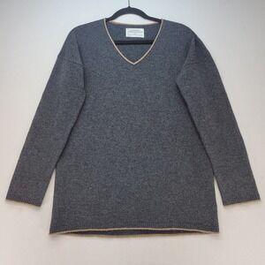 REI Co-op V-Neck Sweater Mens Small Gray Lambswool Outdoor Casual Knit Pullover